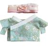 Plush Toy Outfit Set (10cm) - Kimono, Yukata, Frilled Obi, Ribbon - Mint Green [Used]