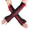 Sweet Long Ribbon Gloves Lolita Elastic Half Finger Gloves Elbow Long Cloth Women Gloves Prom Dress