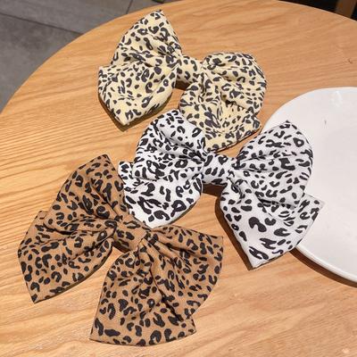 Sexy Leopard Print Bow Hair Clip Women Large Bowknot Satin Hairpin Barrettes Girls Ponytail Clip Hair Accessories Headwear Gift