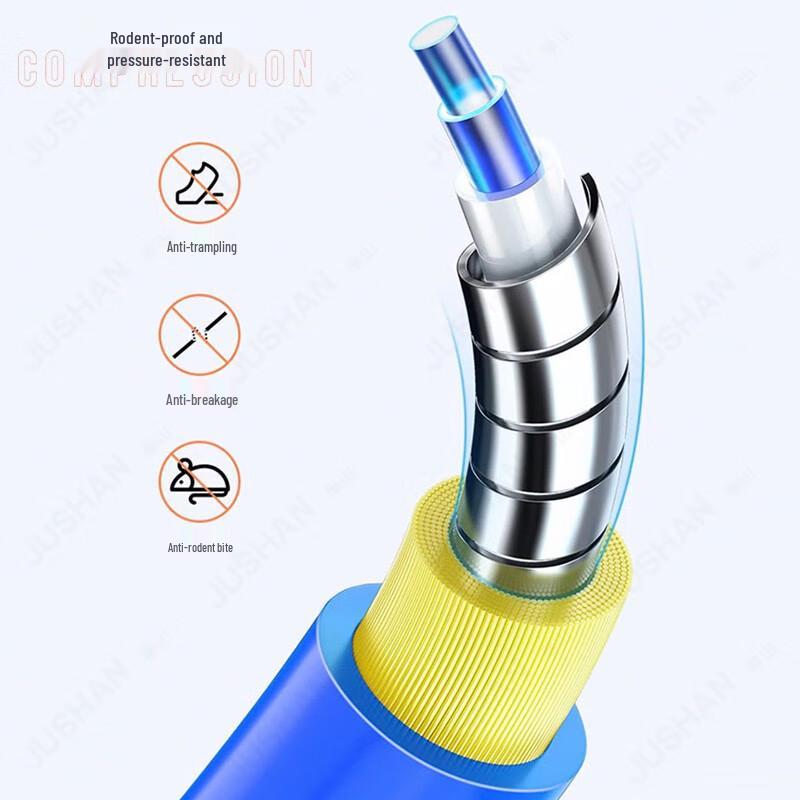 Jushan Armored LC-SC Single Mode Dual Core Fiber Optic Patch Cord