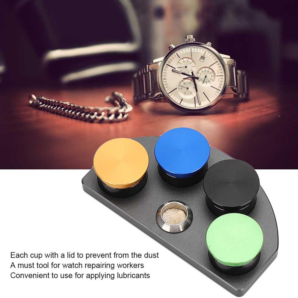 Watch Oil Dip Tool 4 Dish Watch Oiler Dish Watch Repairing Accessory for Watchmakers
