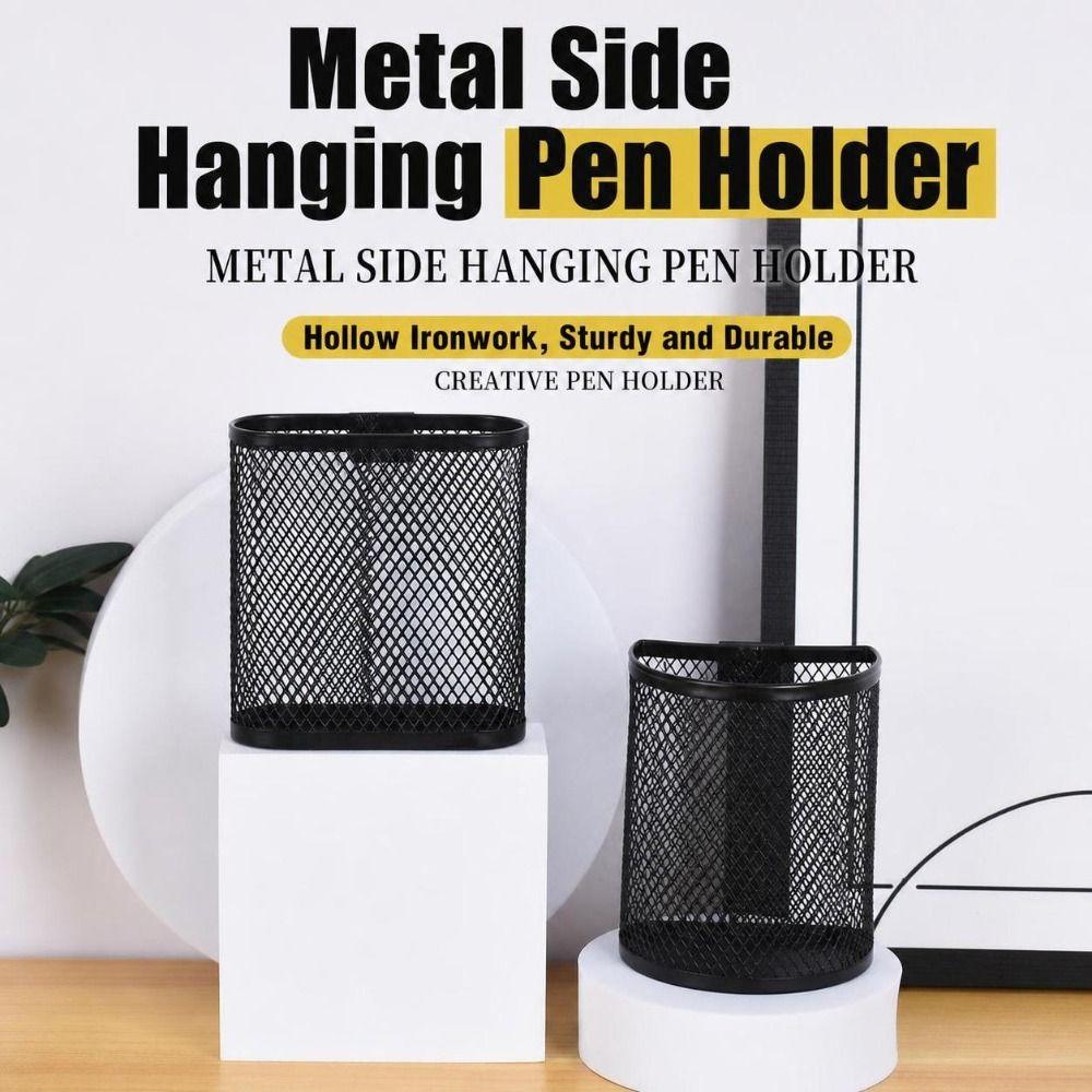 Semi-Circle/Oval Hanging Pen Holder Mesh Desk Organizer Durable Makeup Brush Container  Students