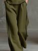Summer Sleeveless V-Neck  Black Trim Color Block, Simple and Elegant; Wide Leg Pants Style, High-Rise Slim Fit