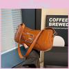 Chic Underarm Bag For Women Fashionable Pu Leather Belt Decor Shoulder Crossbody Bag 2024 Spring New Vintage Design