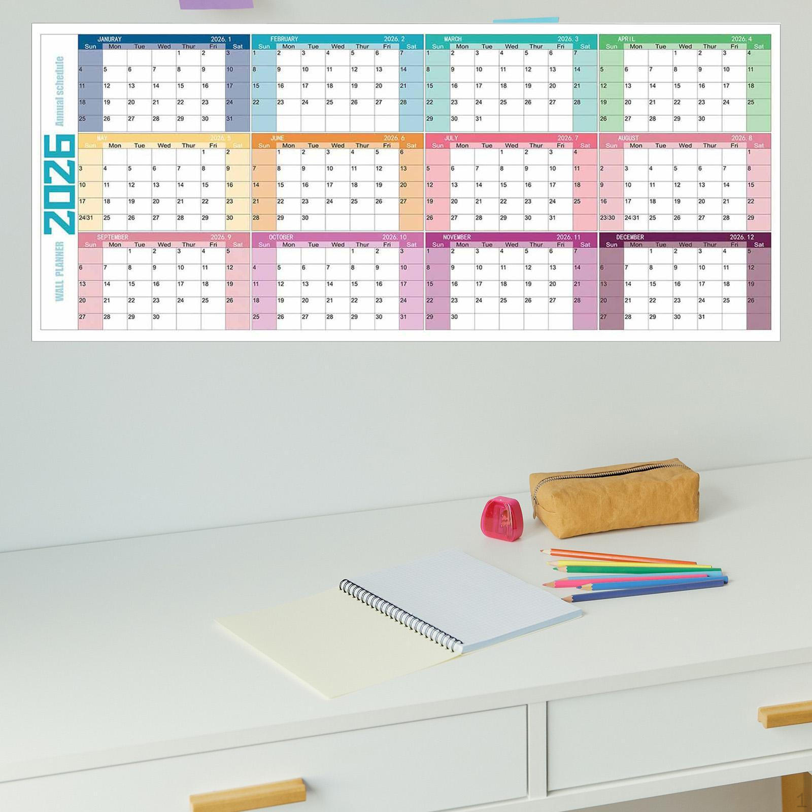 

Wall Calendar Monthly Decorative Hanging Large 12 Months Planner Vertical for Style B