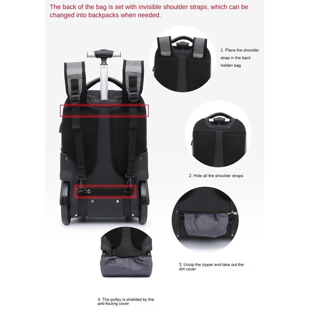 20 Inches Roller Backpack Carry-on Bag Wheeled Schoolbag Wheeled Laptop Bag Ladies