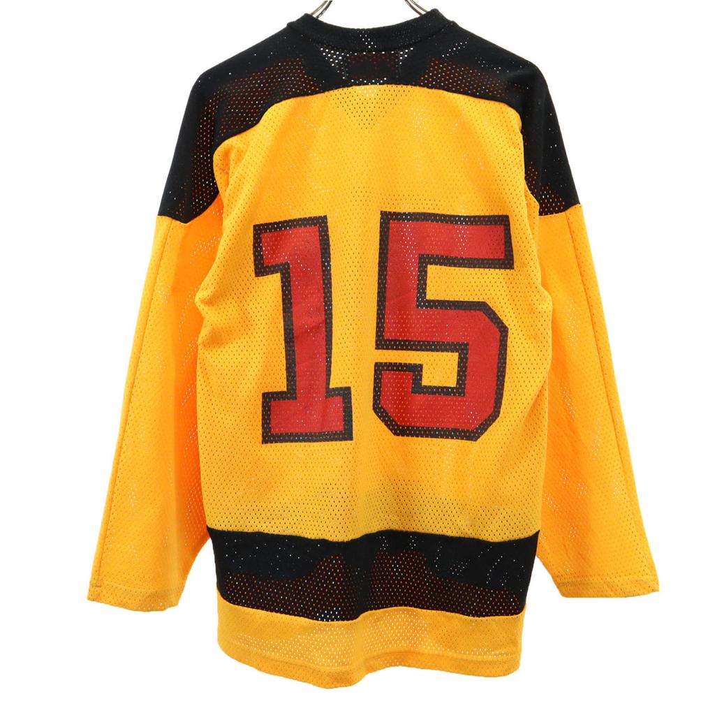 ALPHA 80s 90s Old Long sleeve Mesh Uniform shirt M yellow Ice hockey Men's Used