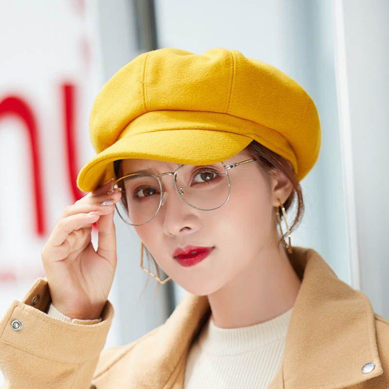 Chic And Stylish Women Vintage Solid Wool Gatsby Newsboy Octagonal Hat Cabbie Driver Cap