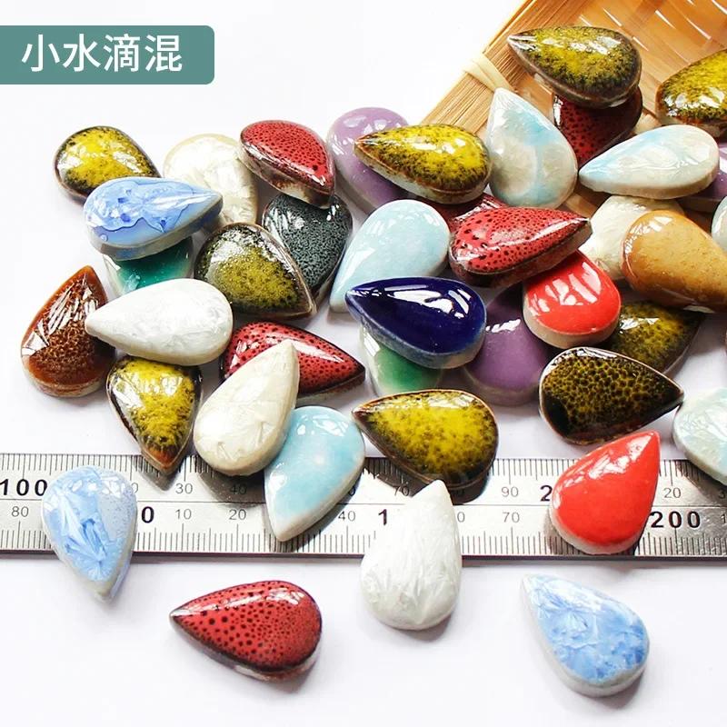 100g Oval Ceramic Mosaic Tiles Multi Color Mosaic Piece DIY Mosaic Making Stones for Craft Hobby Arts Home Wall Decoration arte