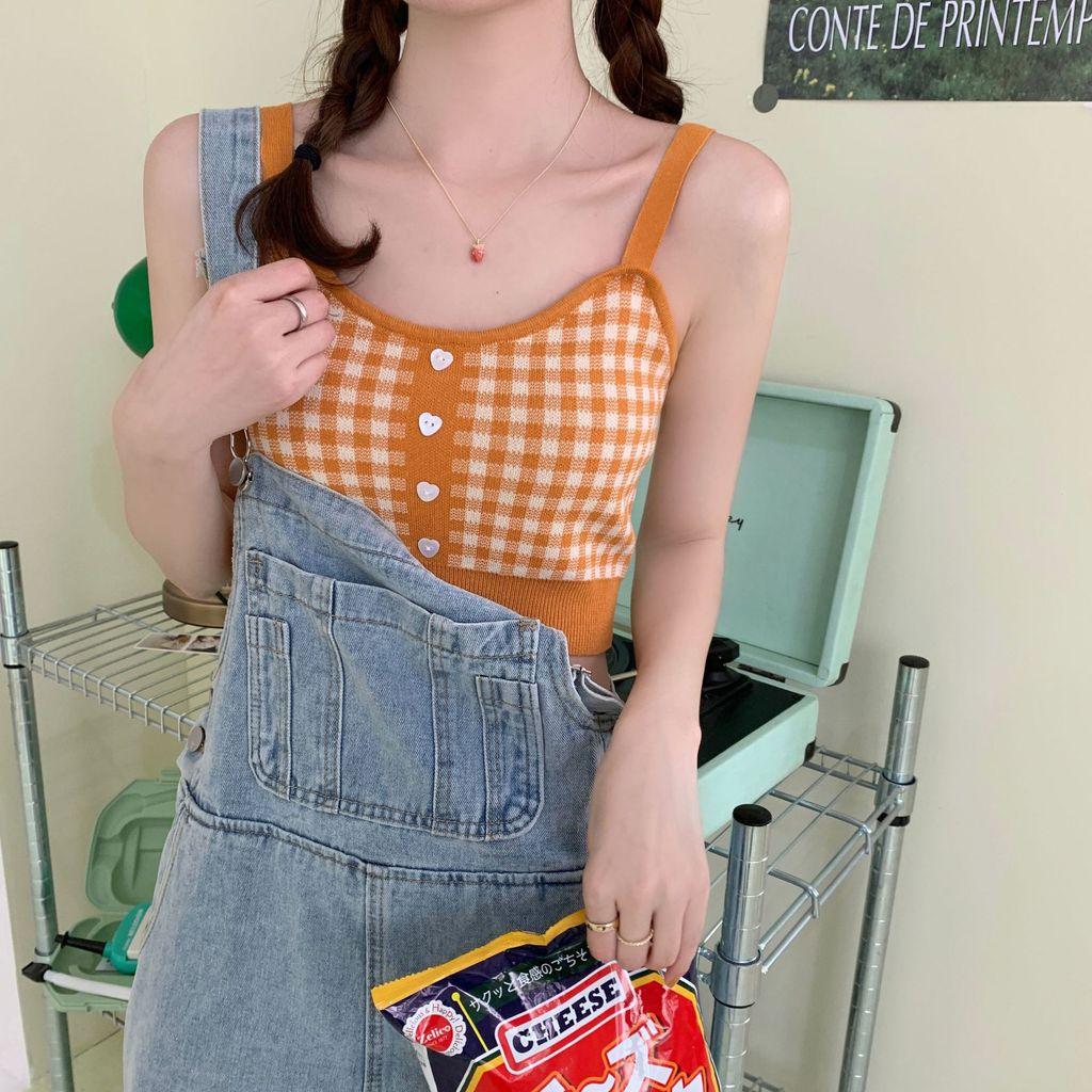 French Girl Summer Crop Top With Colorblock Pattern And Corset Style For Casual Wear