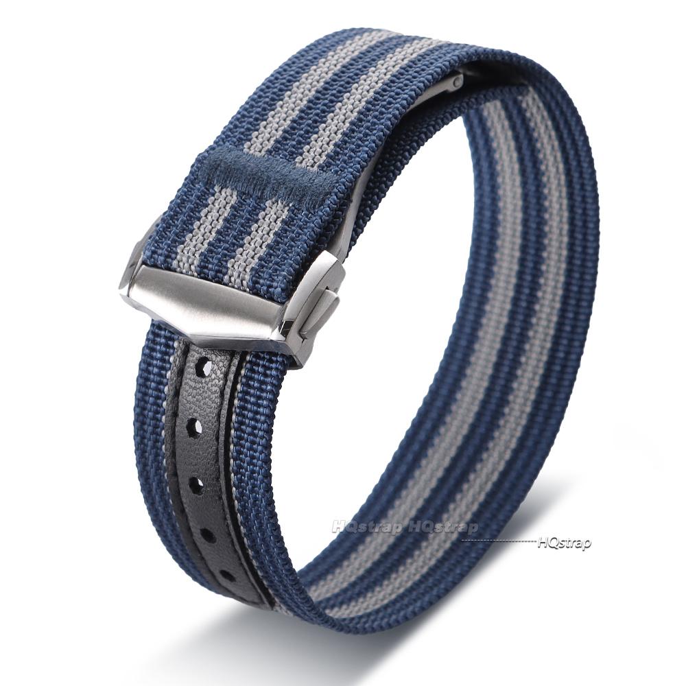 

20mm Ribbed Nylon Strap for Omega for Swatch for Moonswatch Stainless Steel Folding Buckle Men Women Sport Replacement Watchband 20mm-no logo