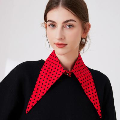 Red Polka Dots Lapel Fake Collar For Women Detachable Removable Half Shirt False Blouse Neck Collar Clothing Accessories