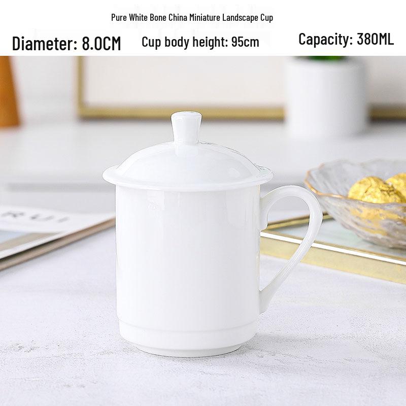Gold-Edged Bone China Teacup with Lid - Elegant Porcelain Office & Household Ceramic Mug