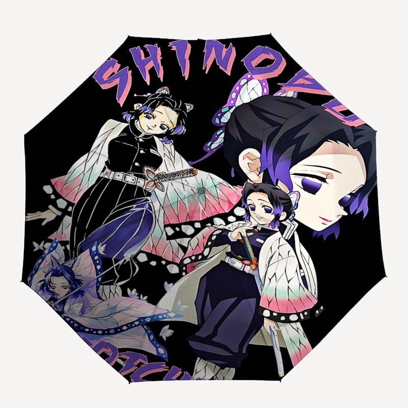1pc Shinobu Kotcho Anime Characters Automatic Folding Umbrella, Portable 3-Fold Design with Iron Frame, Outdoor for Fans, Travelers, Everyday Use, Per