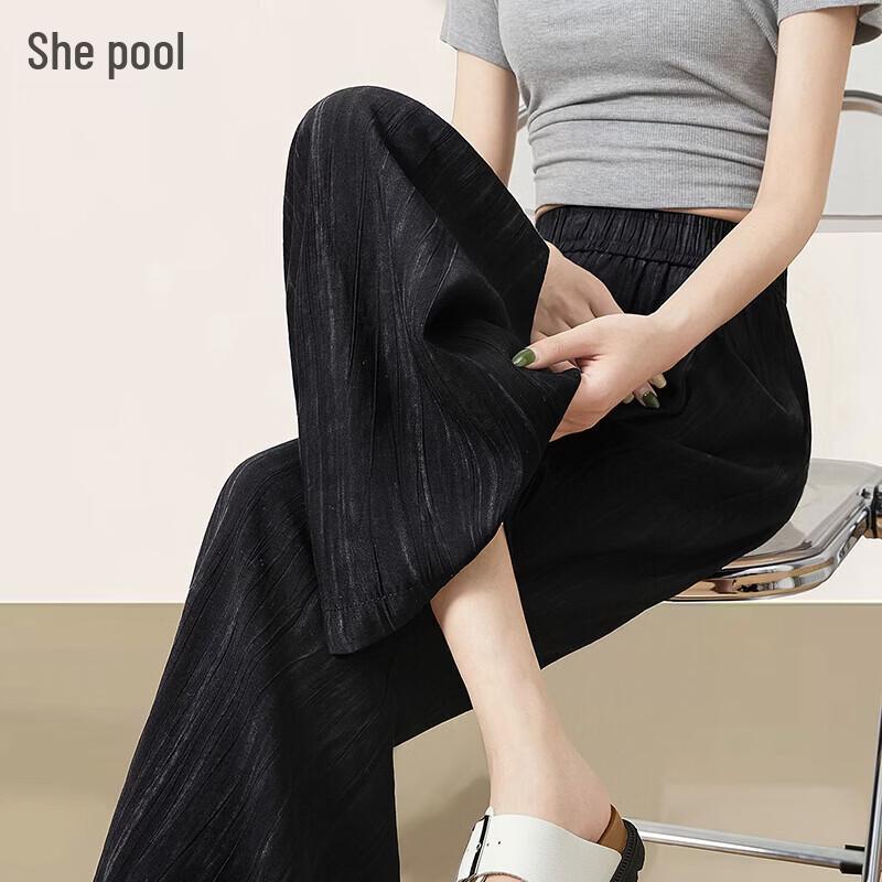 Women s High-Waisted Drapey Straight-Leg Pants S