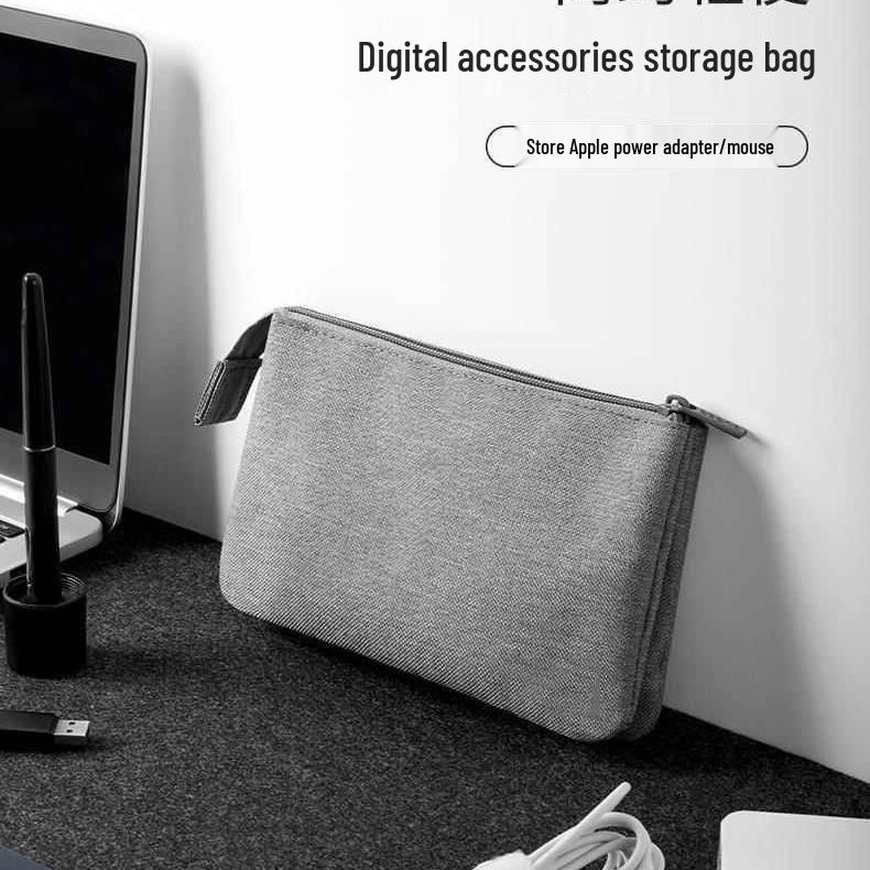 Multifunctional Double-Layer Storage Bag for Cables, Chargers, Hard Drives, and Bluetooth Devices