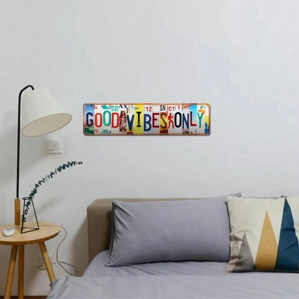 

Distinctive 1pc Good Vibes Only Aluminum Sign Vintage Multipurpose Decor Home Bar Restaurant 10x40 різнокольоровий