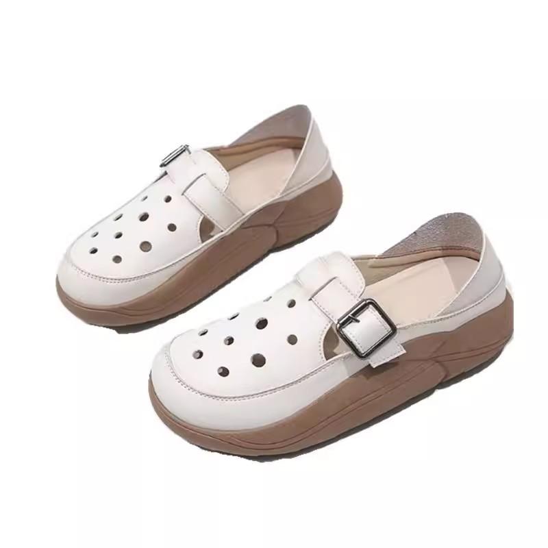 Retro bag head soft-soled sandals women's summer new fashion outer wear thick-soled breathable hole shoes women