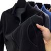 Felpa Uomo Autunno Inverno Taglia Grande con Zip e Collo Alto Manica Lunga Spessa in Pile Colore Unito Larga Casual Giacca