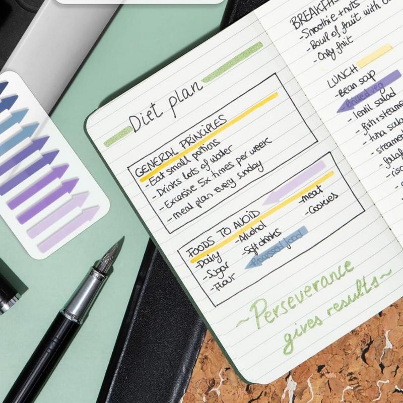 1/12 Stück Pfeilfarbige Haftstreifen Haftnotizen Mini 200 Blatt pro Notizblock, Farbverlaufspfeil Indexaufkleber Tagebuch