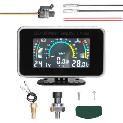 3-in-1 auto LCD-meter Digitale oliedruk Voltage Watertemperatuurmeter Universeel instrument