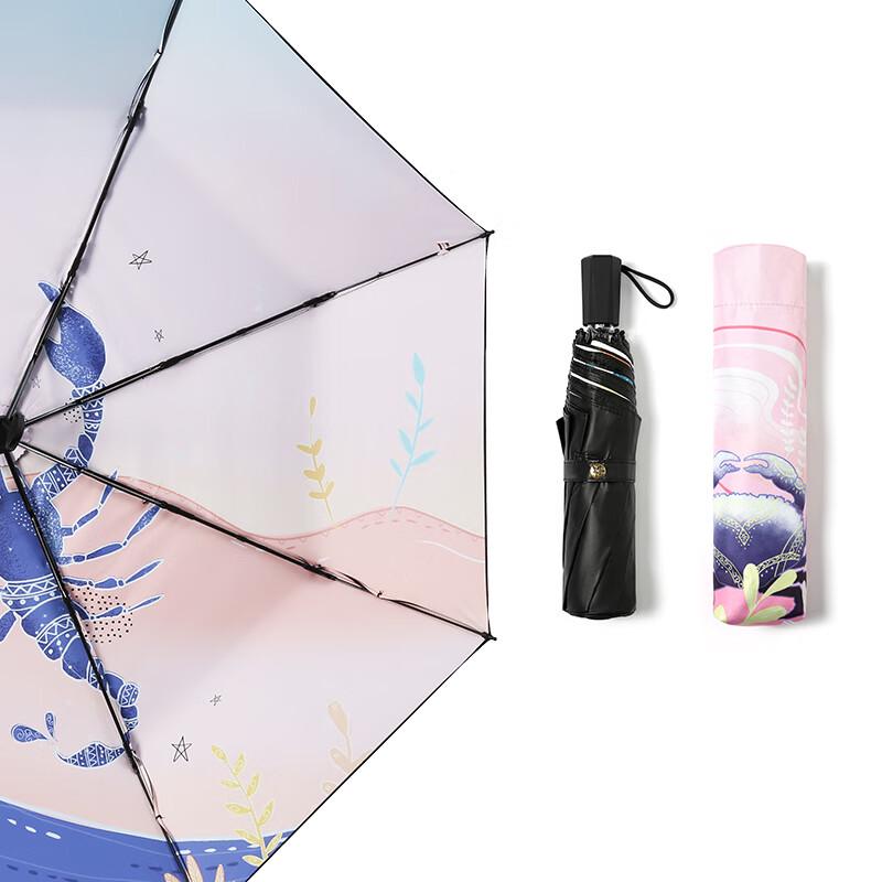Red Leaf Illustrated Zodiac Folding Umbrella