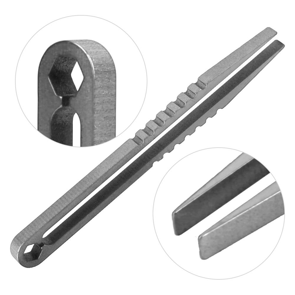 Portable     Alloy Tweezers Outdoor Survival Camping Travel   Tool(Steel Color)