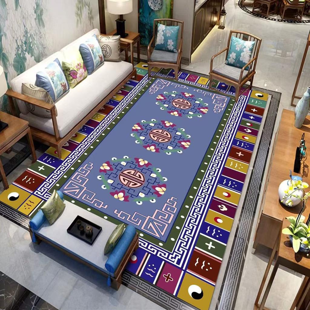New Chinese Style Living Room Carpet Retro Anti Slip Sofa Coffee Table Carpet Resistant To Dirt and Easy To Maintain
