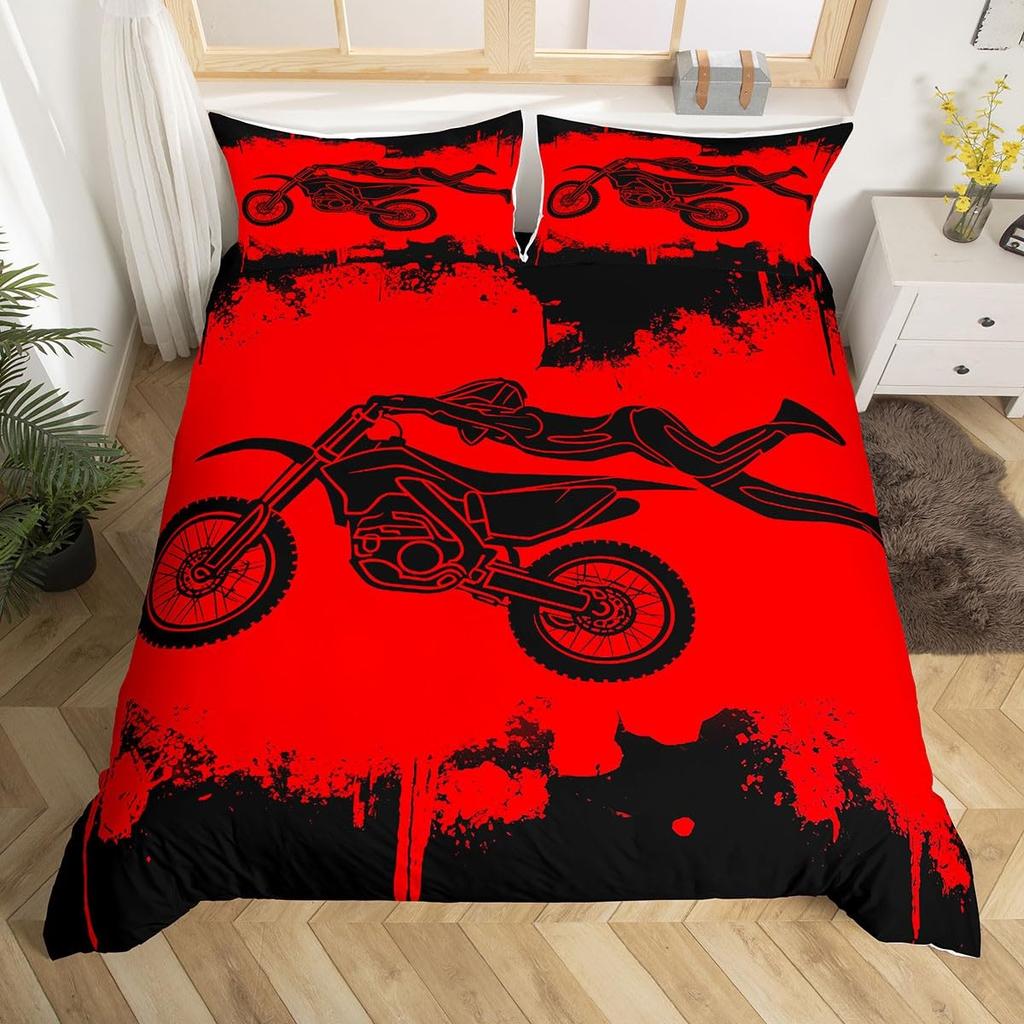 Jungen Motocross Bettbezug Motocross Fahrer Bettwäsche Set Motorrad Sportspiel Deckenbezug Motorrad Extremsport Bettdeckenbezug