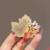 Vintage Green Crystal Maple Leaves Brooches for Women Rhinestone Wedding Banquet Party Dress Brooch Pins Jewelry