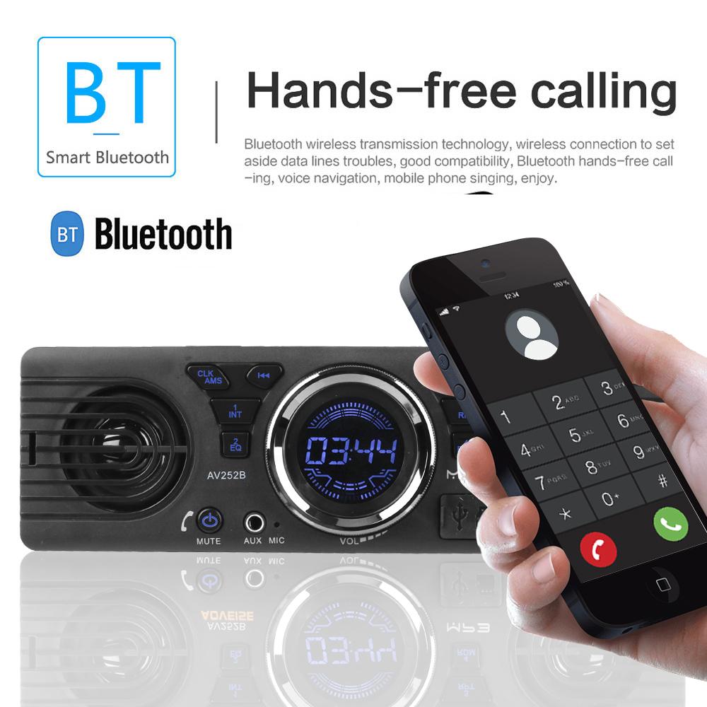 Auto-radio Car Radio Bluetooth Hands-free Built-in 2 Speakers AUX Input 1 Din Digital Clock MP3 Player FM Audio USB TF Card