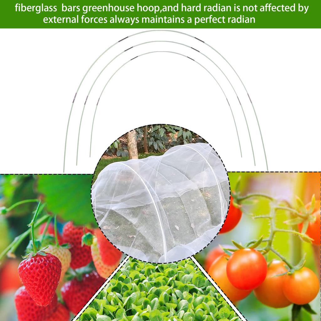 25/50pcs Garden Greenhouse Hoops Rust-Free Fiberglass Support Frame for DIY Plant Support & Grow Tunnel
