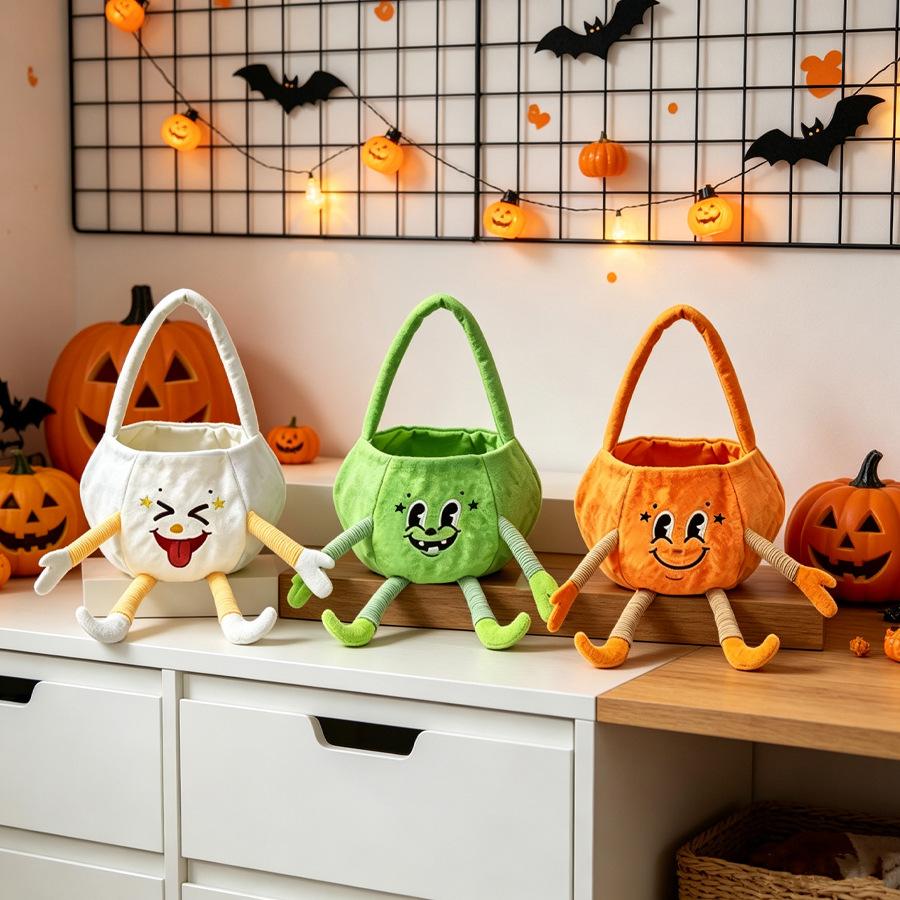 2026 New Ghost Plush Candy Bag with 3D Arms & Legs, Funny Halloween Trick or Treat Bag for Kids