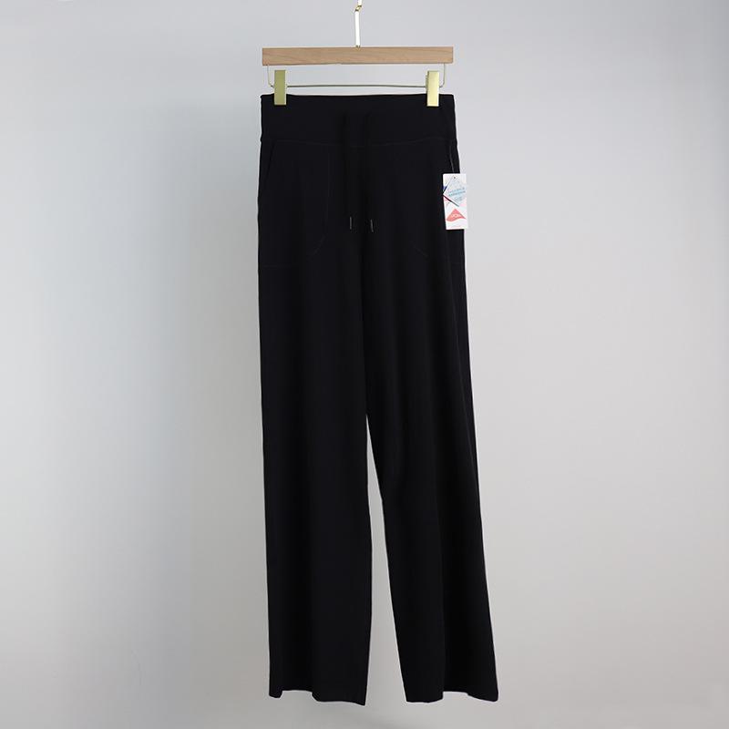 Women's High-Waist Loose Straight Sports Pants with Drawstring for Yoga and Fitness