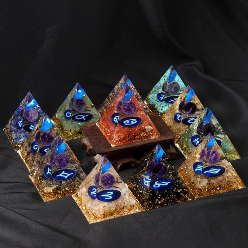 Zodiacs Orgone Pyramid Zodiacs Healings Crystals Stone Chakras Reiki Orgonite Crystals Pyramid Lucky Energys Home Decors