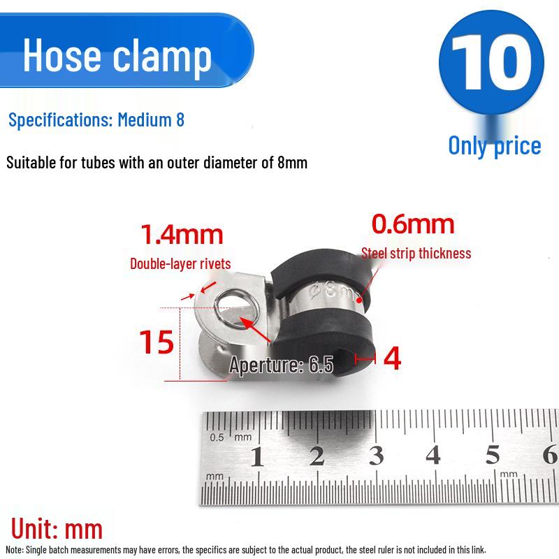 304 Stainless Steel Saddle Clamp with Rubber Strip - Pipe Support and U-Bolt Hose Clip
