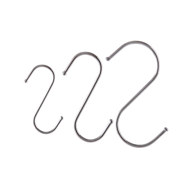 S-Shaped Chrome-Plated Double-Bead Hook for Kitchen or Clothing Store