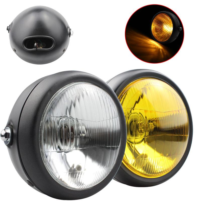 Motorcycle Modified Accessories Headlights Cg125 Modified Retro Headlights Gn125 Retro Black Shell Round Headlights