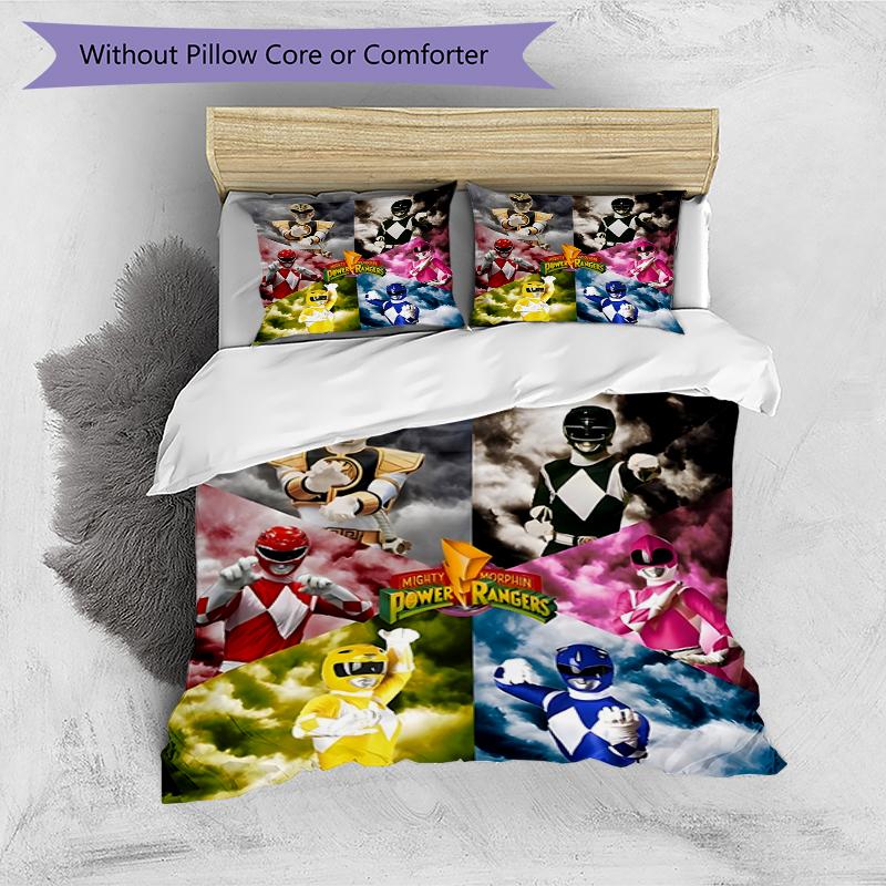 3-teiliges Bettbezug-Set (1 * Bettbezug + 2 * Kissenbezug, ohne Kern),Mighty Morphin Power Rangers Druck Bettwäsche Set, Schlafzimmer Dekoration, Ganzjahres, Geburtstag