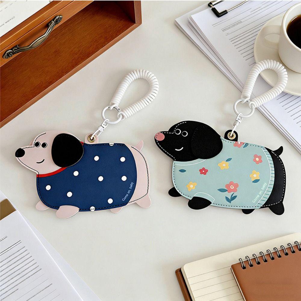 PU Leather Leather Dog Pendant Multifunction Cartoon Keychain Fashion Card Case  Male/Famale