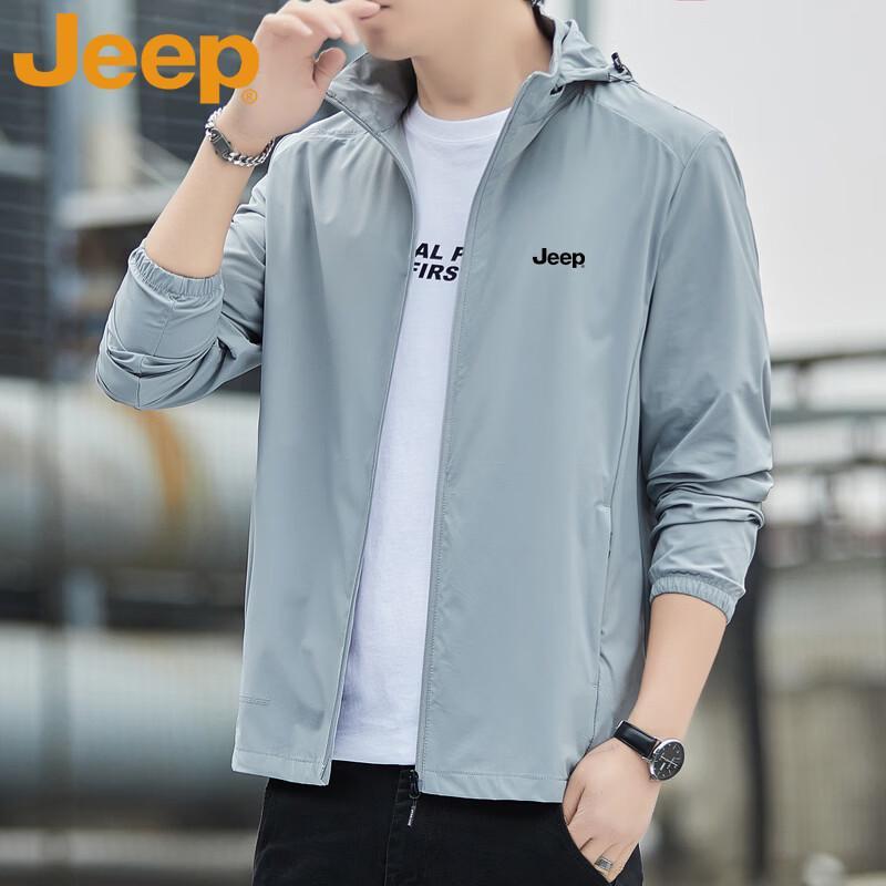 JEEP Men s Summer UV Protection Ice Silk Sun Shirt XL светло-серый