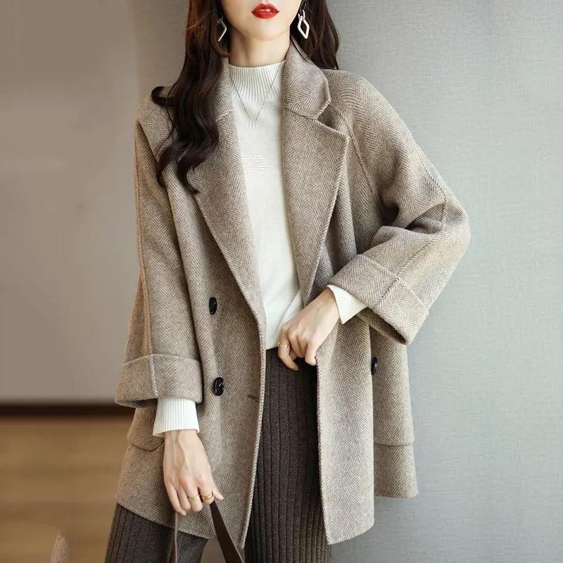 Wool Coat Elegance Coats Jackets Women Autumn Winter Jacket Women Long Sleeve Office Lady Trench Coat