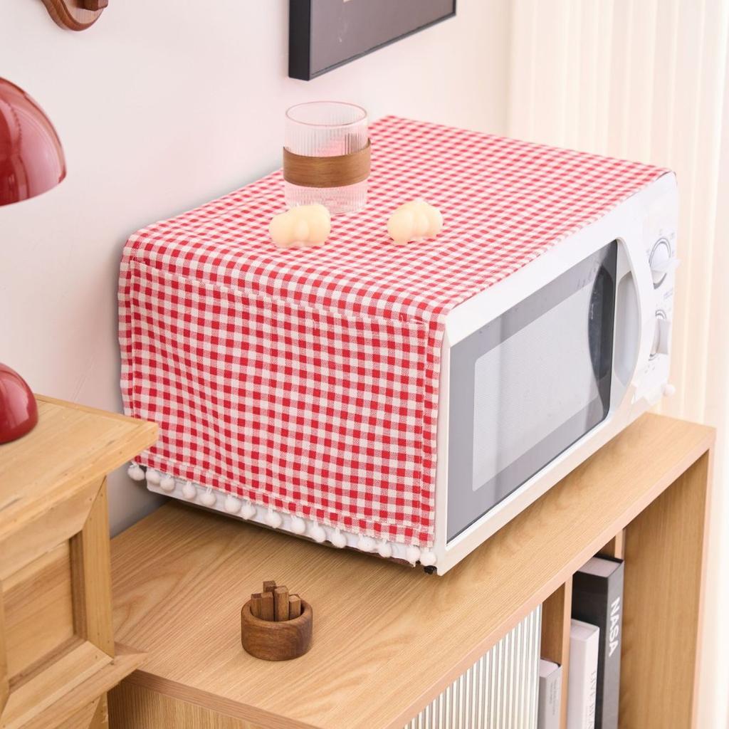 Polyester Cotton Plaid Microwave Dust Cover Single Door Refrigerator Cover Double Door Refrigerator Drum Washing Machine Cover