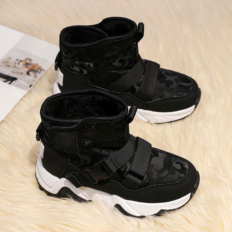 28-38 Children's Winter Plus Plush Warm Snow Boots Cotton Boots Fashionable Waterproof Sports Shoes