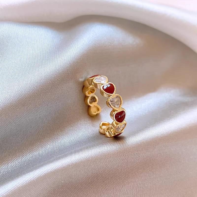 Retro Simple Oil Drop Love Splicing Open Ring Lower Index Finger Ring Personalized Jewelry Women