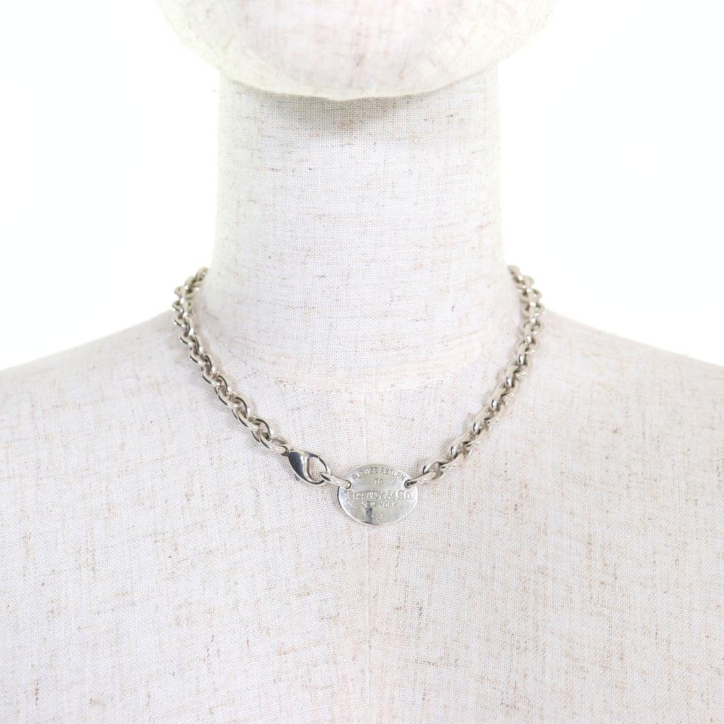 TIFFANY&Co. Necklace Oval tag Necklace Choker Accessories Silver SV925 Women Used