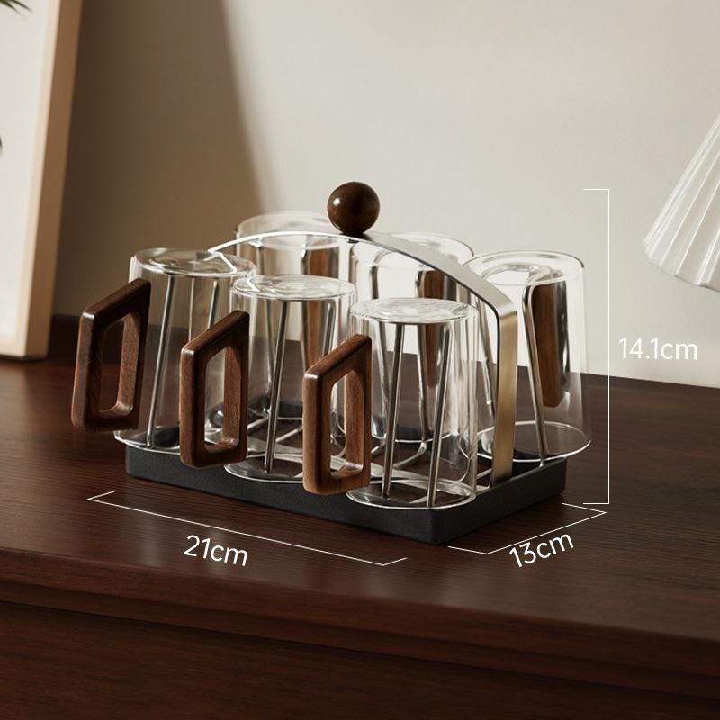Desktop Draining Cup Rack Storage Rack Home Desktop Tea Cup Coffee Cup Tea Set Draining Rack Storage Rack Walnut wood color 1750₽