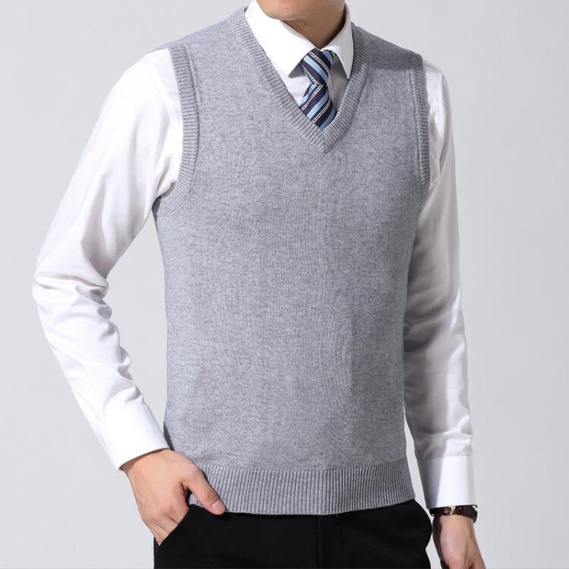 Men's Knit V-Neck Sleeveless Sweater Vests Fit Knitted Pullovers Sweaters Slim Patchwork Smart Casual Knit Vest Men