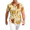 Camicia Casual da Uomo a Maniche Corte con Bottoni e Stampa Festival della Birra Tessuto Leggero Traspirante Vestibilità Rilassata Top Estivo