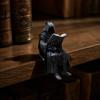 Dark Fantasy Ornament Gothic Shadow Reader Statue, Style Mini Wizard Figurine, Matte Handcrafted PLA Figurine Black Resin Sculpture for Home